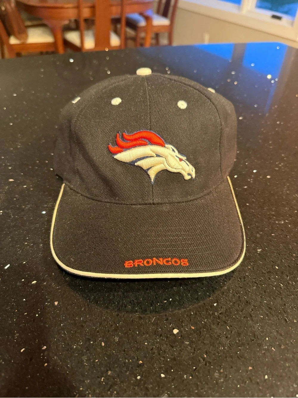 Denver Broncos Embroidered Logo Baseball Cap - Black with Orange Accents
